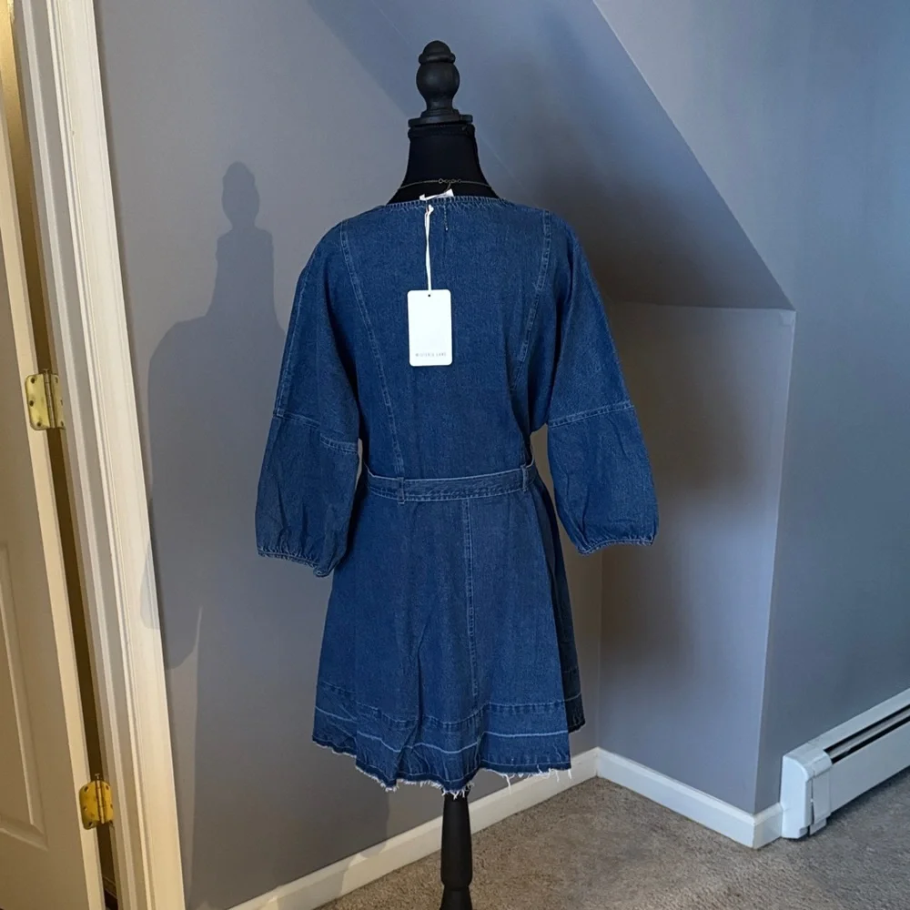 Denim Belted Mini Dress with Pockets! - Picture 3 of 8